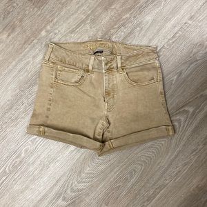 Tan American eagle midi stretch shorts